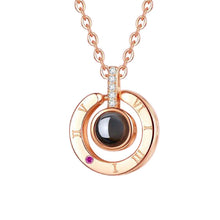 Load image into Gallery viewer, Round Shaped I LOVE YOU In 100 languages Projection Necklace For Memory Of LOVE
